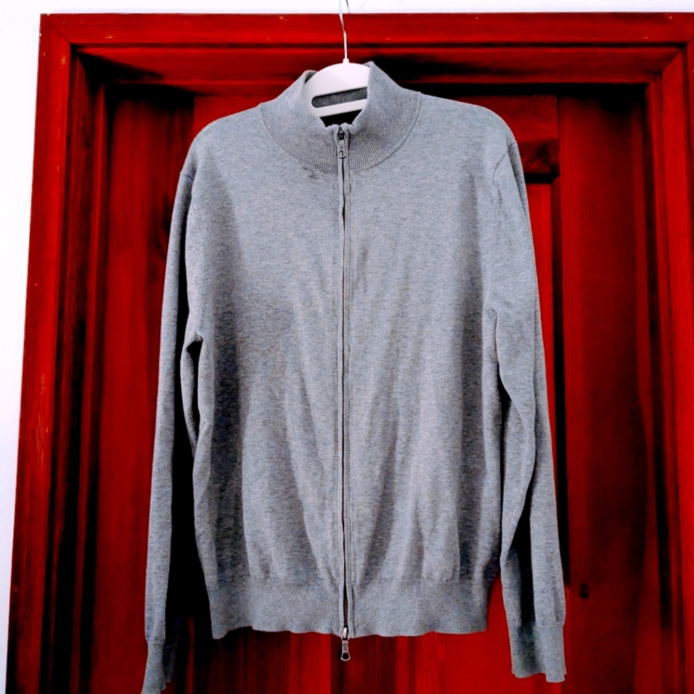 Brooks Brothers Medium Gray Supima Cotton Zip Knot Sweater Track Suit Top